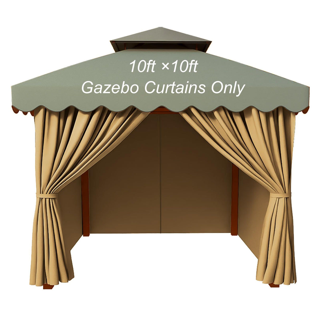 PLULON Gazebo Curtains Outdoor Waterproof, 10' x 10' Universal Replacement Privacy Curtains 4-Panels Curtain Side Wall with Zipper for Patio Yard Garden (Curtain Only) PLULON