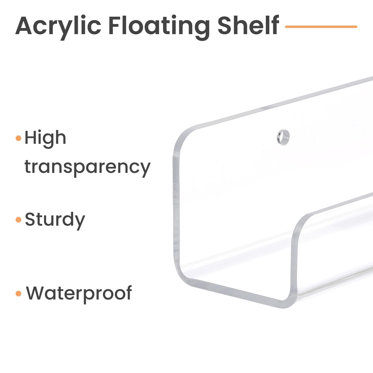 upsimples 6 Pack Clear Acrylic Shelves, 12" Nursery Bookshelves for Wall, Floating Bookshelf for Kids Baby, Vinyl Display, Record Holder, Magazine Rack, Picture Ledge Shelf upsimples