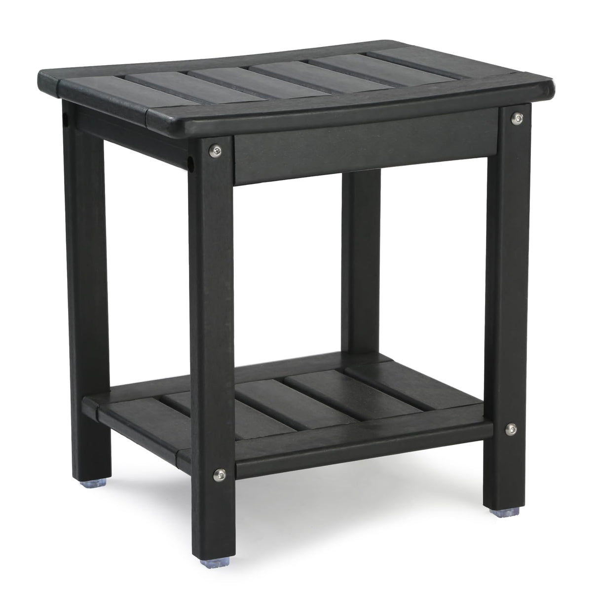 Apolimi Shower Chair,HDPE Shower Bench for Inside Shower to Sit On It, Shower Stool with Storage Shelf 2-Tier Spa Stool for Elderly,Water Resistant & Non-Slip Design Shower Seat Bench (Black S Size) Apolimi
