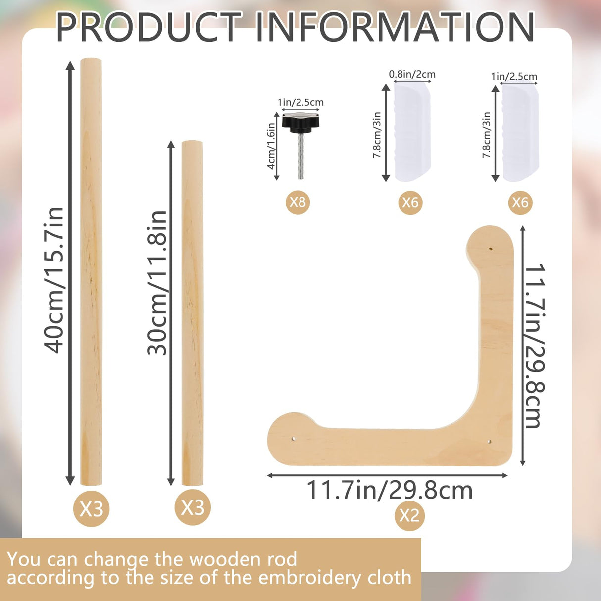 Adjustable Embroidery Table Stand,Cross Stitch Hoop Stand,Wood Embroidery Holder,Cross Stitch Frame for Lap or Table Top Cross Stitch or Tapestry Needlepoint Embroidery,2 Sizes Rod ( 11.8" and15.75) YEXEXINM