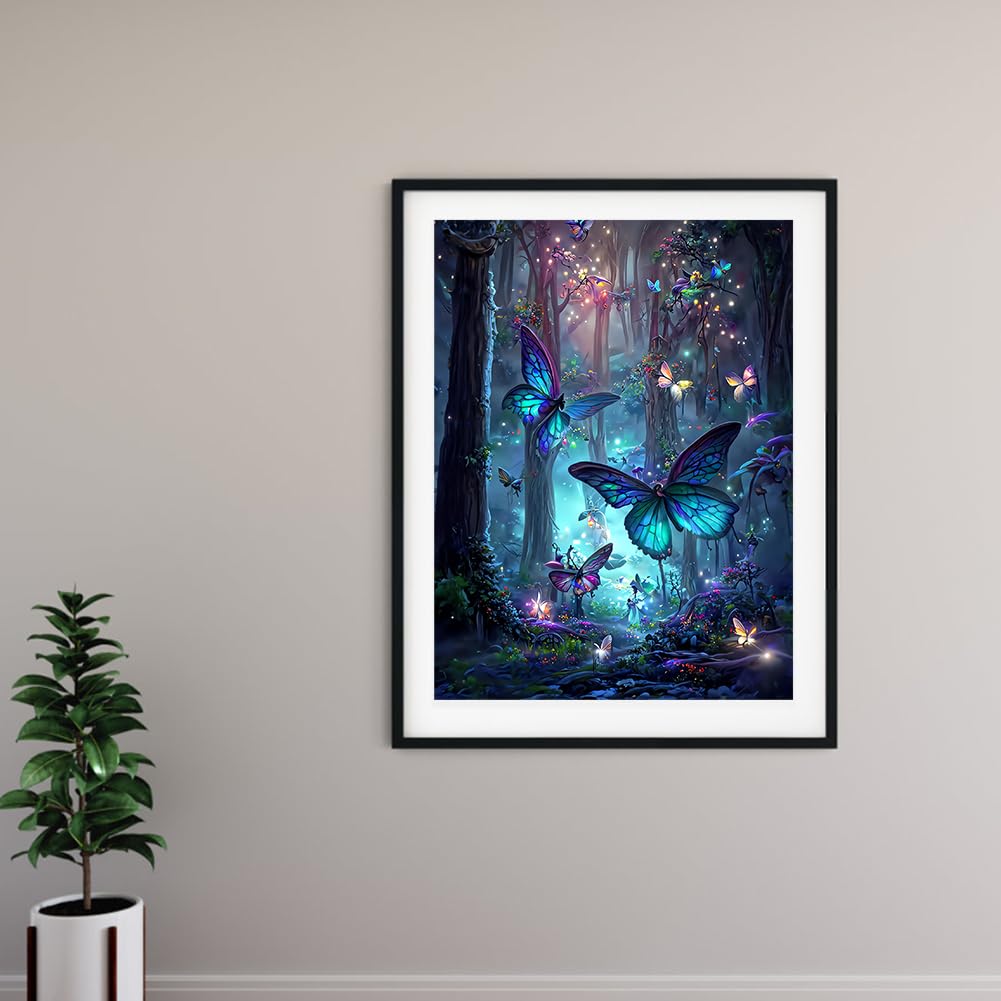 Butterfly Diamond Art Kits for Adults, Butterfly Diamond Painting Kits, 5D Diamond Dot, Gem Painting Kit, Dimond Art Paintings Kit, Crafts for Adults, Crystal Art, Home Wall Decor Gifts (12x16inch) Rekxtmo