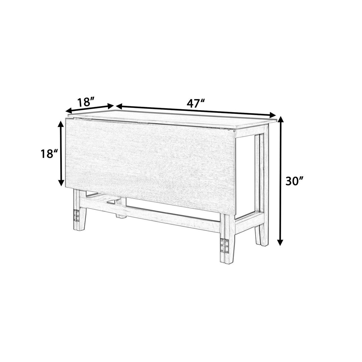 Knocbel Farmhouse 2-4 Person Rectangular Folding Dining Table, Wooden Kitchen Dining Room Bar Pub Bistro Small Space Furniture, Standard Height (White) Knocbel