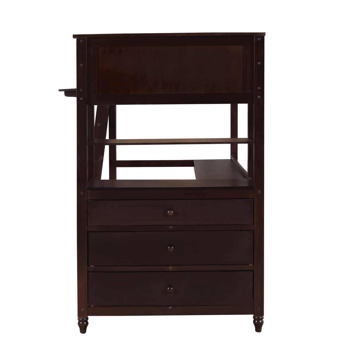 Harper & Bright Designs Twin Size Loft Bed with Desk, Solid Wood Loft Bed Frame with Storage Drawers and Shelves, for Kids Teens Adults (Twin Size, Espresso) Harper & Bright Designs