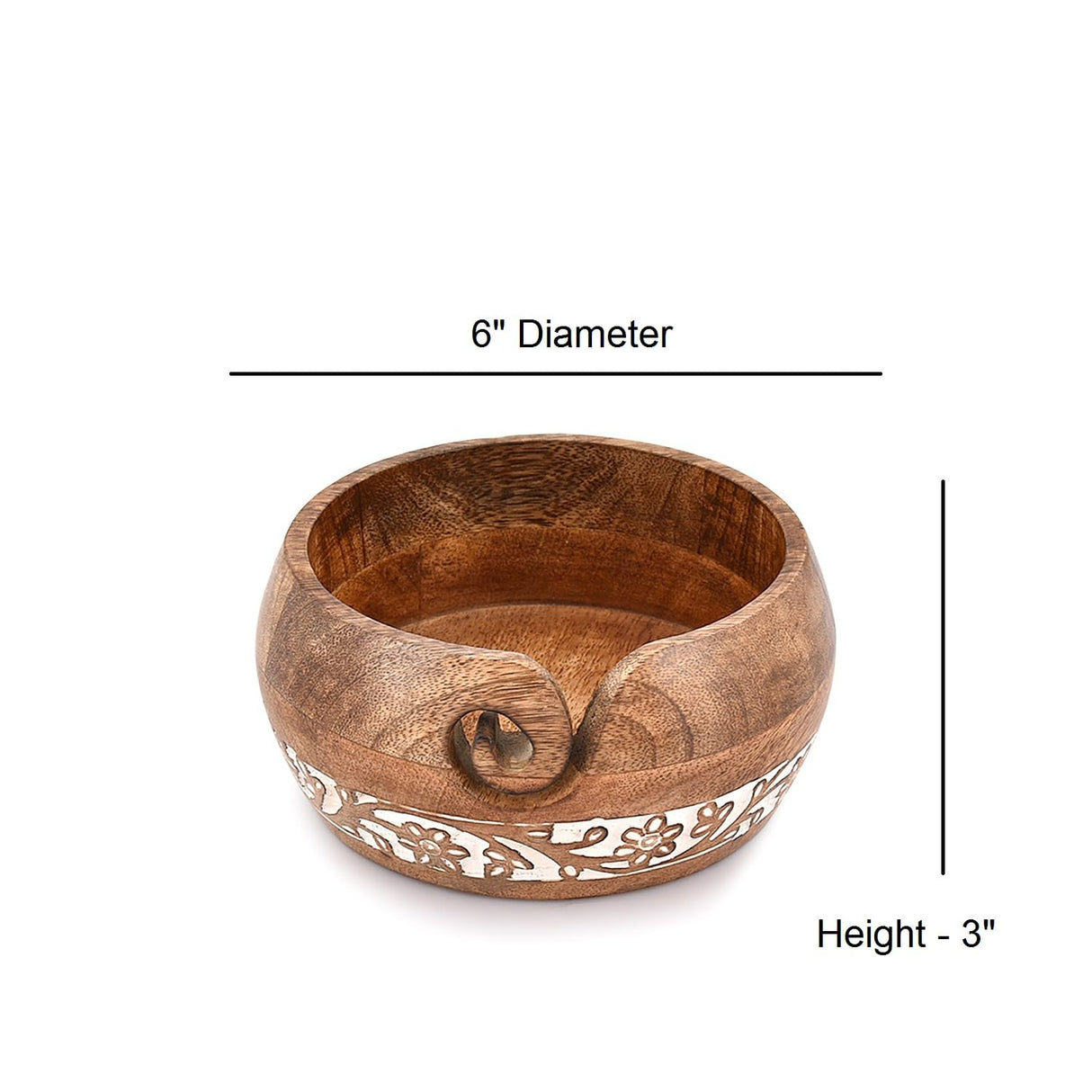 BHAVATU Yarn Storage Mango Wood Yarn Bowl for Crocheting | Crochet/Knitting Yarn Bowls Best Gift from Craft Supplies (6" x 6"x 3") BHAVATU