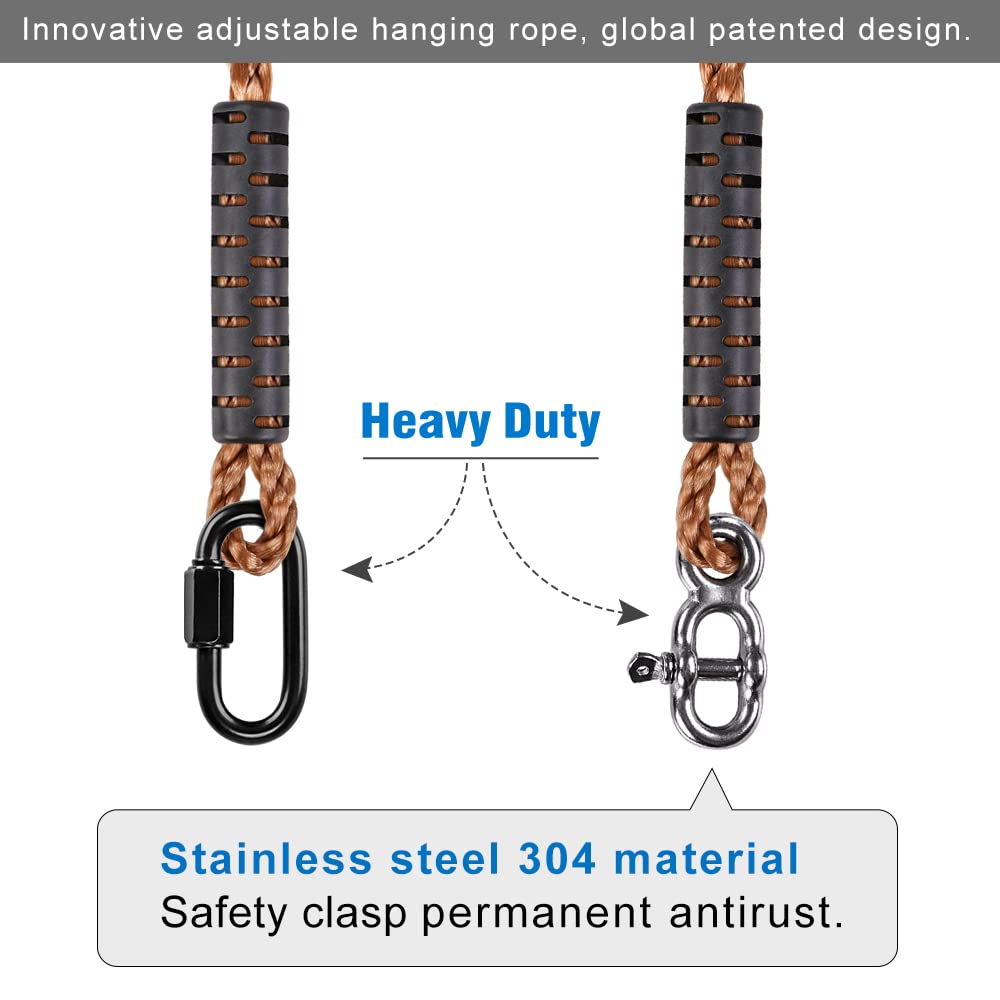 SELEWARE Tree Swing Rope Hammock Chair Strap Hanging Kit,Length Adjustable Nylon Rope Holds to 1000lbs,Perfect for Playground Set, Children Swing, Outdoor Hammock and Hanging Chair, 40 Inch SELEWARE