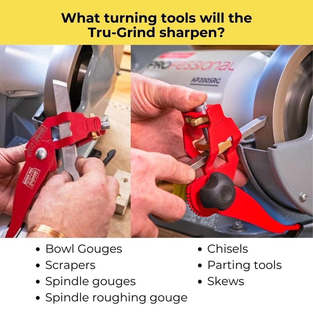 Woodcut Tools Tru-Grind Original Turning Tool Sharpener System including a Jig to Sharpen all Woodturning Tools up to 1-1/2" with Base Slide for Lathe Woodturning Tools Woodcut Tools