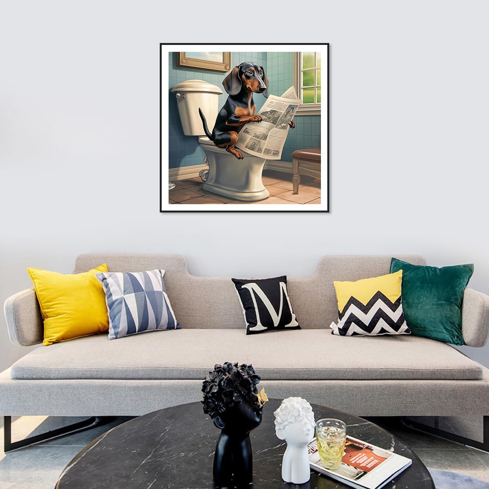 SJUTOUCI Dachshund Diamond Art Painting Kits for Adults, Dog Diamond Art Kits for Beginners, 5D DIY Full Drill Gem Craft for Home Decor Gift 12x12 inch/30x30cm, Animal SJUTOUCI