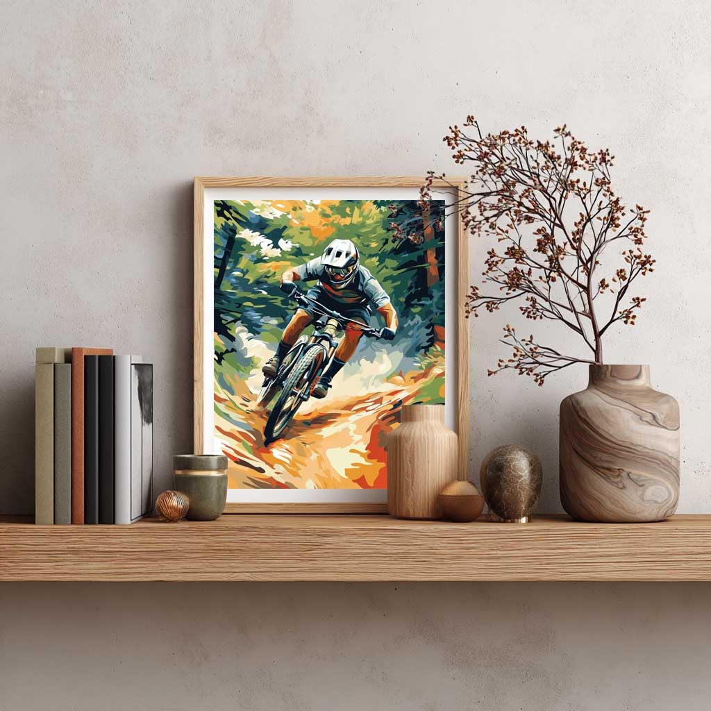 Cawpom Mountain Biking Paint by Numbers Kit for Adults, Bike Racing Paint by Number, Mountain Bike Acrylic Painting for Sports Lovers Gift & Home Wall Decor - Landscape(16x20inch, No Frame) Cawpom