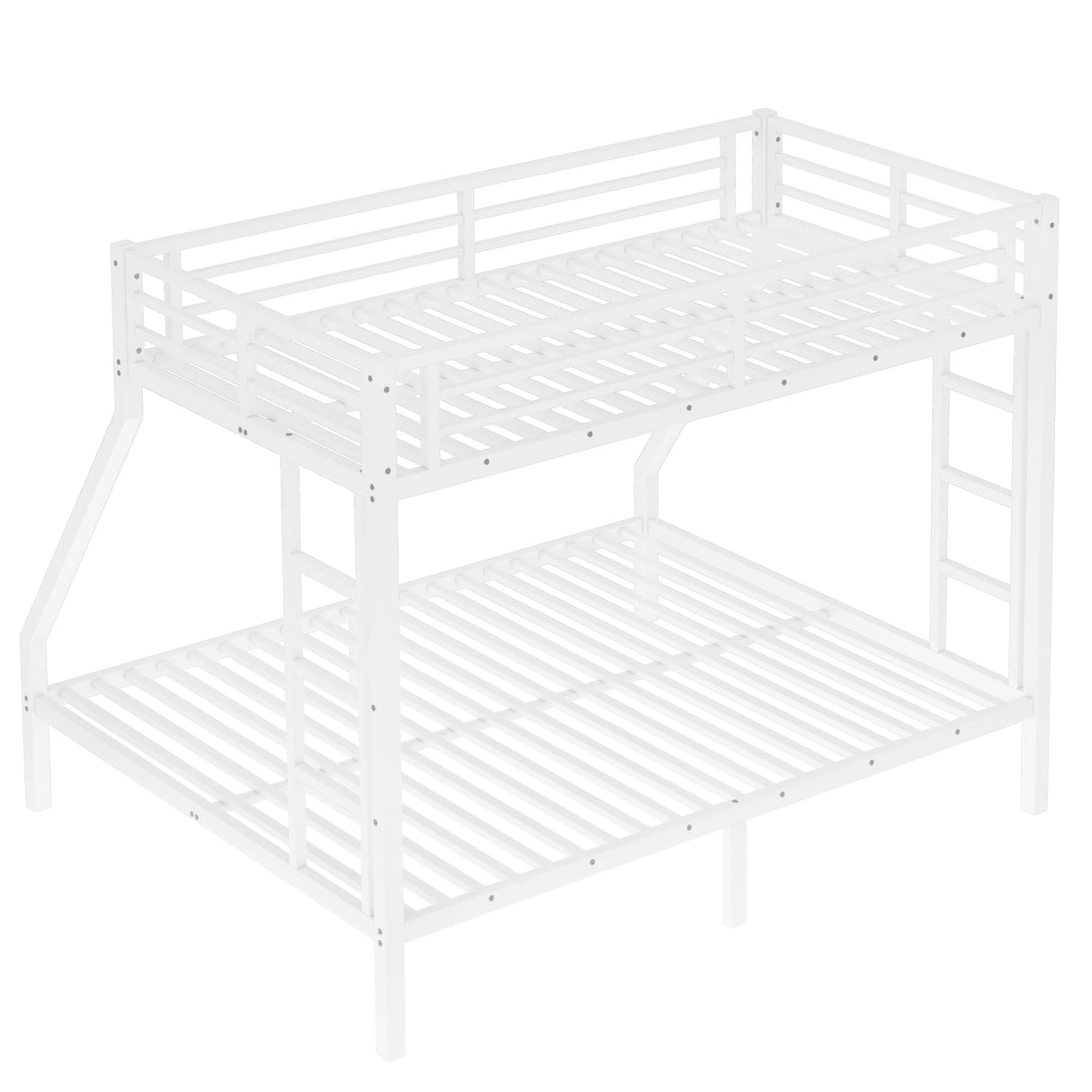 Bellemave Metal Twin XL Over Queen Bunk Bed for Adults/Kids,Heavy Duty Adults Bunk Beds with Guardrail & Ladders,Twin XL Over Queen Size Bunk Beds for Teens,White Bellemave