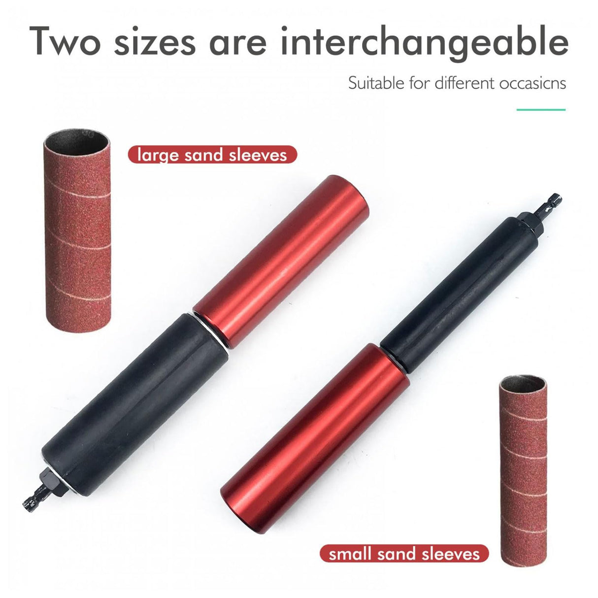 Spindle Sander Adapter, Aluminum Alloy Drill Sanding Mandrel Kit for Wood Metal, Universal Size, Easy to Install, with Rubber Sanding Drum Kit and Asixxsix