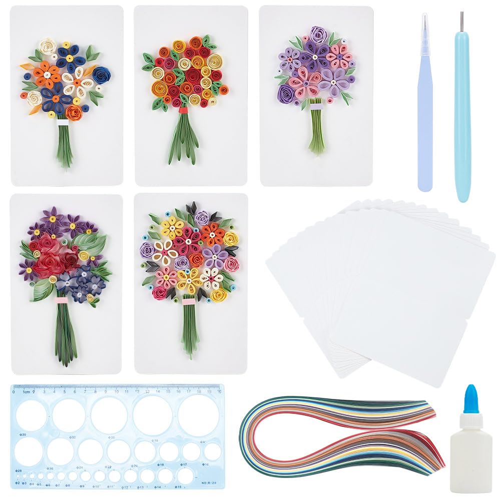 WEBEEDY Paper Quilling Kit 20 Sets Flower Card Quilling Kit with Paper Quilling Strips Tools Paper Quilling Set DIY Handmade Arts Crafts Christmas Valentine's Day Birthday Gifts WEBEEDY