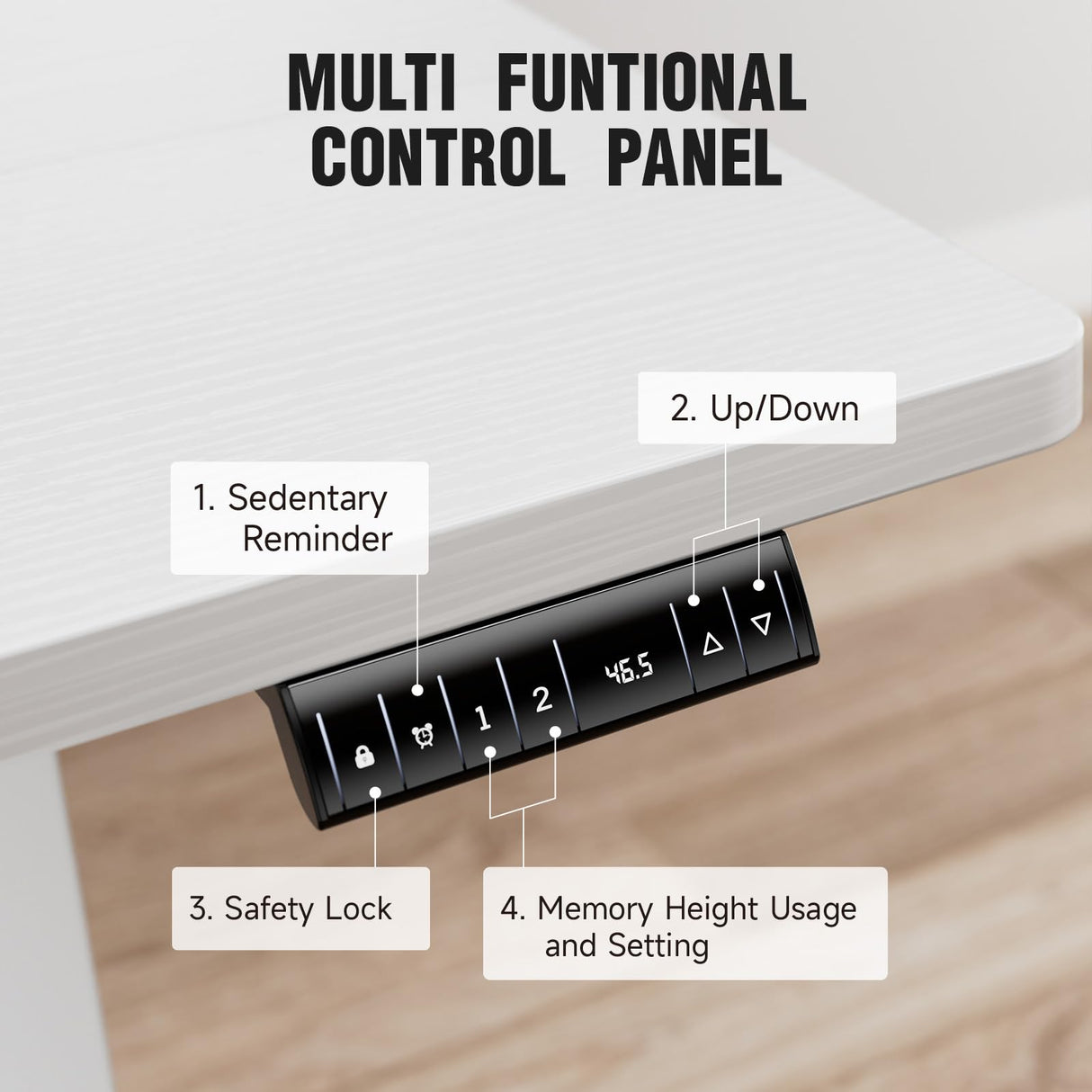 Veken 47.2 Inch Electric Standing Desk, Height Adjustable Sit Stand Up, Wood Desktop, Work Home Office Computer PC Desks, Gaming Writing Study Bedroom Rising Table, Tall Standup Workstation, White Veken