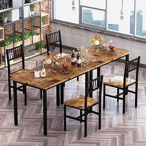 AWQM 3 Piece Dining Table Set for 2, Small Kitchen Table Set for 2 with Chairs,Wood Breakfast Nook Table and Chairs Set of 2,Dinette Set for Small Space,Dining Room,Apartment, Brown AWQM