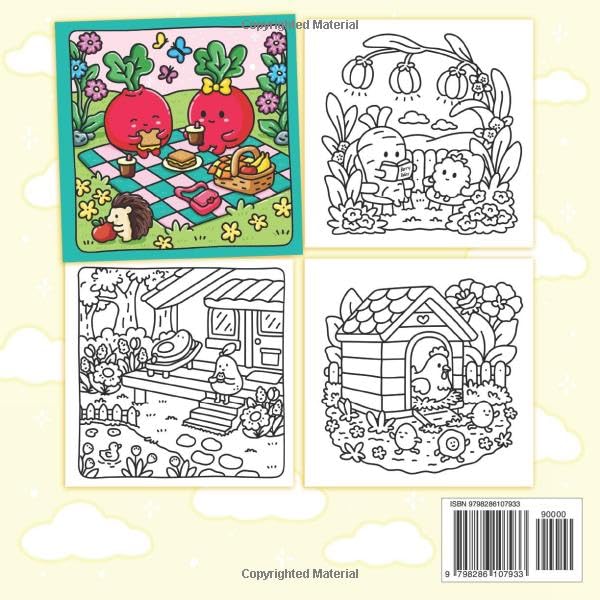Foodie Friends: Cozy Kawaii Coloring Book for Adults and Teens, Featuring Cute Veggies, Fruits, and Sweet Food-Themed Pages for Relaxation and Fun WoodArtSupply