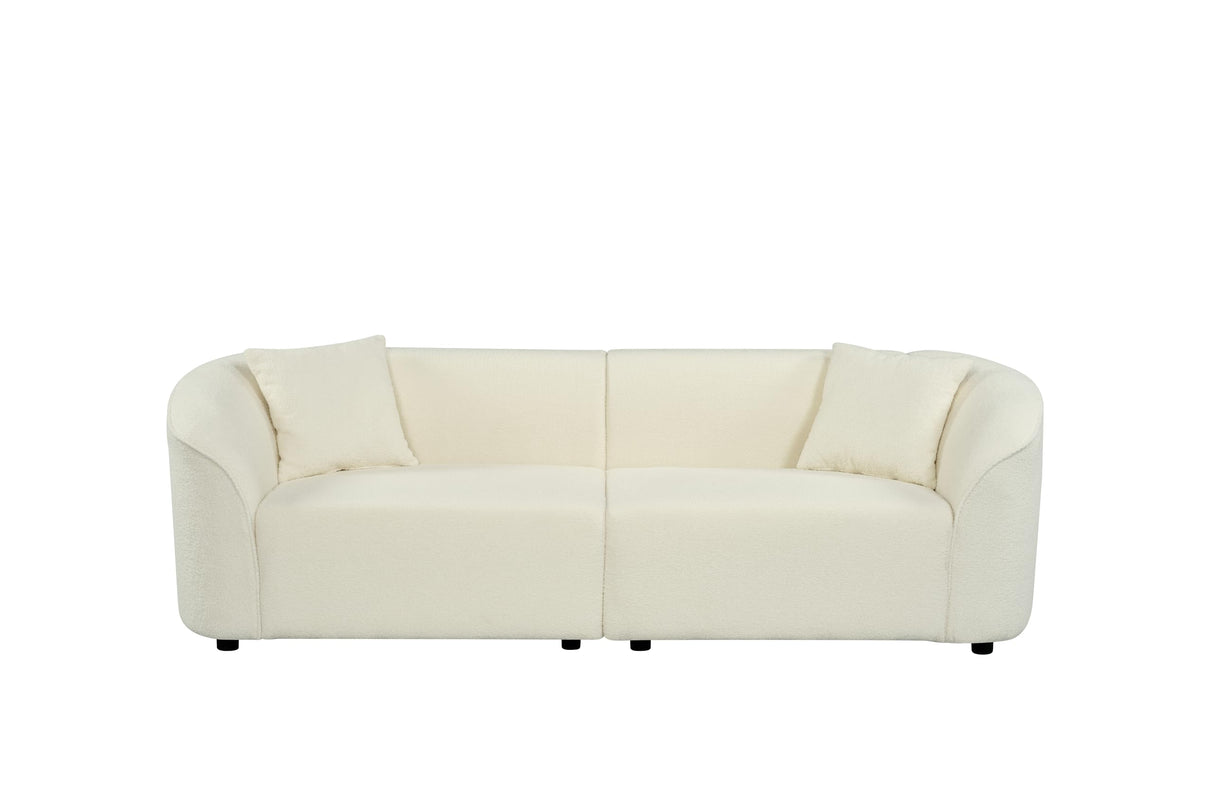 Christopher Knight Home Sabbo 87.50" Boucle Upholstered Couch, Oversized 2 Seater Sofa, Curved Soft Seating Lounge Sofa Chair, Cozy Loveseat with Armrest, Reading Sofa for Living Room Home Rest, Beige Christopher Knight Home