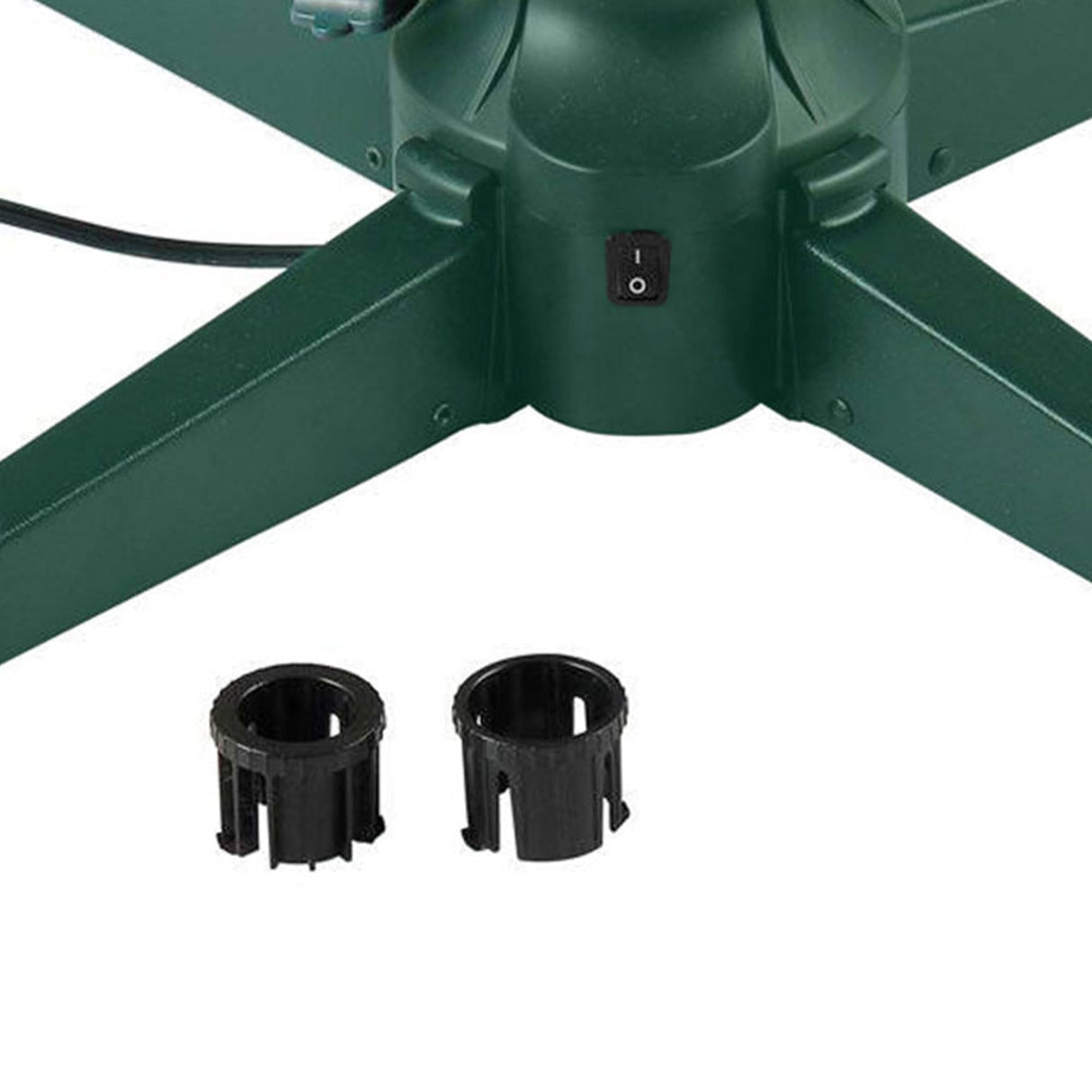 Home Heritage Artificial Christmas Tree Base Rotating Metal Stand for 1 to 1 1/2 Inch Diameter Artificial Christmas Tree Poles, 31 Inch, Green Home Heritage