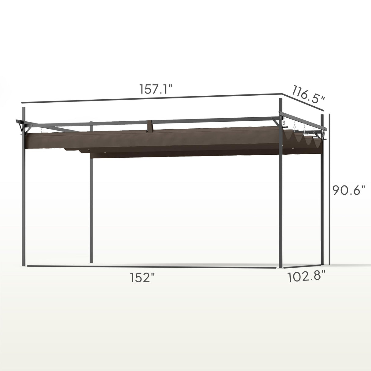 Outsunny 10' x 13' Retractable Pergola Canopy with Stronger Metal Frame, Outdoor Pergola Sun Shade Shelter for Garden, Patio, Backyard, Deck, Brown Outsunny