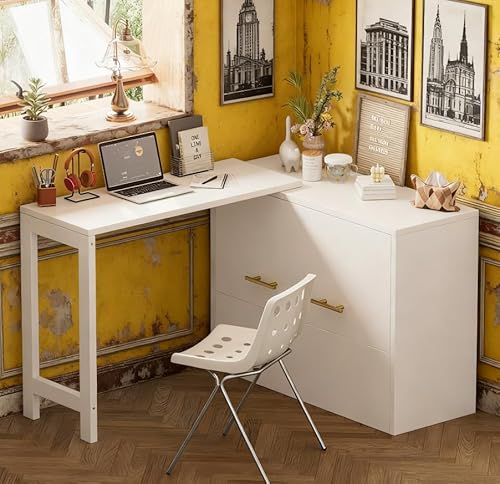 Bellemave Twin Size Murphy Bed, Cabinet Bed with Desk, Farmhouse Murphy Cabinet with Desk, Noisy Free, for Guest Bedroom, Living Room, Office, White Bellemave