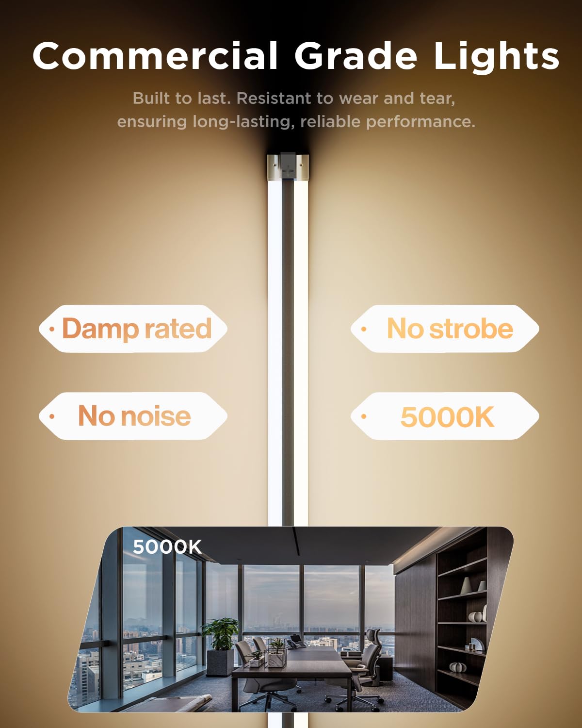 Sunco 6 Pack Linkable LED Utility Shop Light, 4500 LM, 5000K Daylight, 4 FT, 48 Inch Integrated Fixture for Garage, 40W Equivalent 150W, Surface + Suspension Mount, White Sunco Lighting