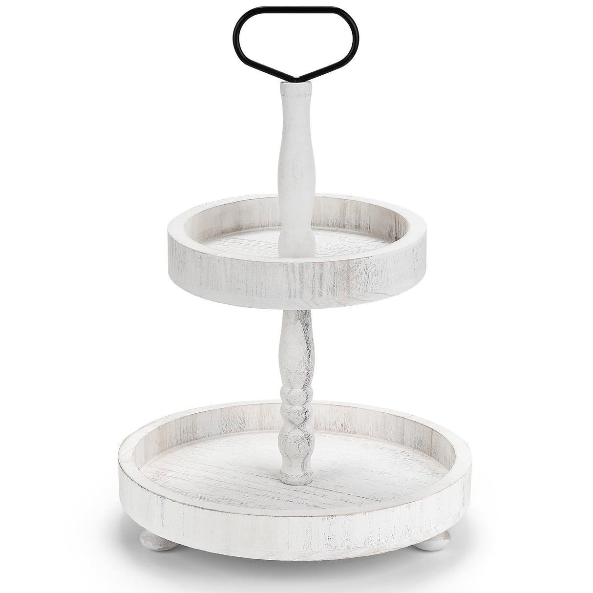 2 Tiered Tray Stand Decor, Wooden 13 Inch Tiered Tray Decor for Farmhouse, Kitchen, Coffee Bar, Home, Suit for Halloween, Fall Thanksgiving, Christmas, New Year BAIVV