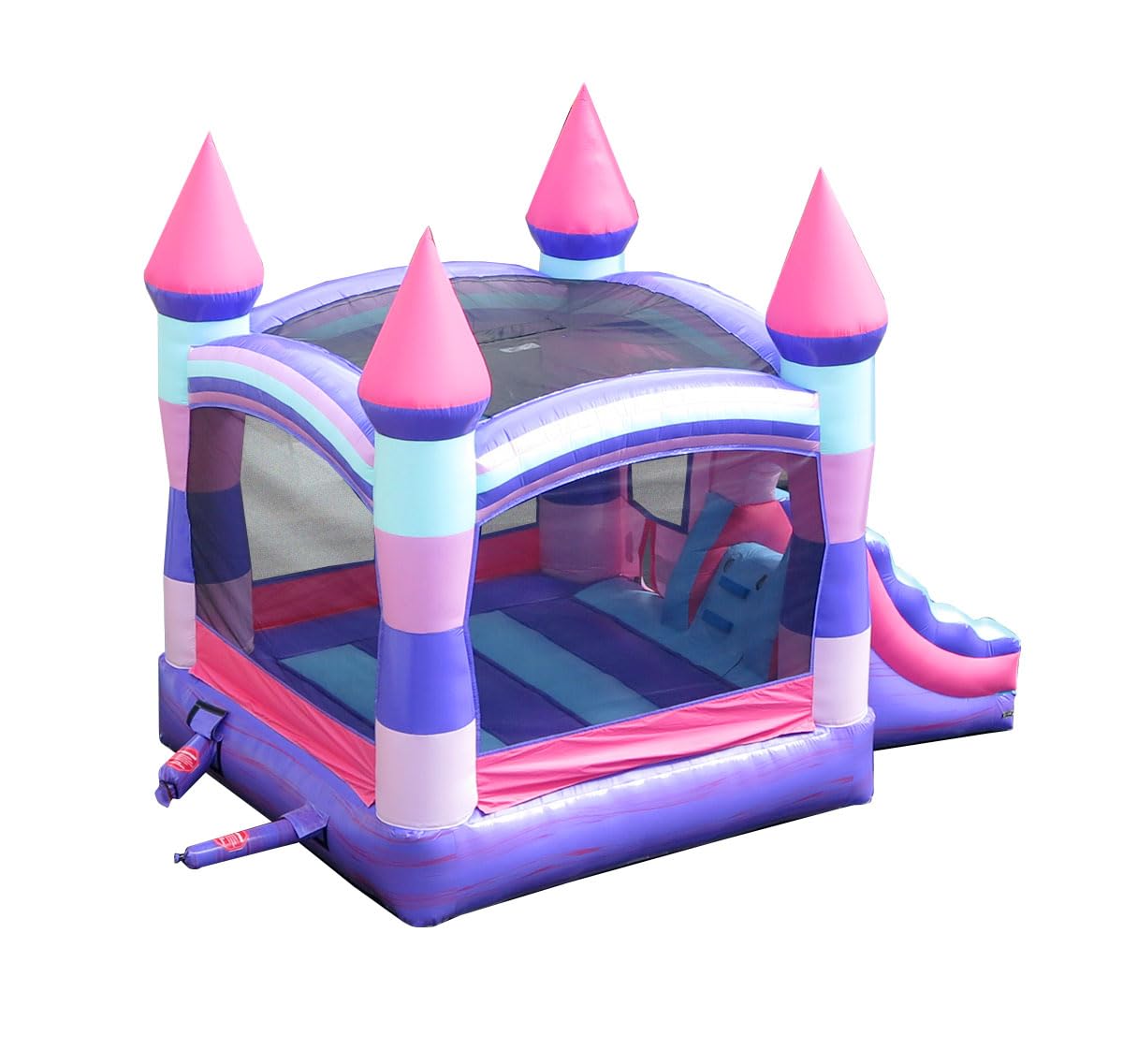 Crossover Inflatable Bounce House with Slide for Kids, Wet Dry Bouncy Jump Castle, Outdoor Backyard Jumping Bouncer, Built-in Water Misting System, with Blower, 12 x 12 x 18 Ft, Pink Pogo Bounce House