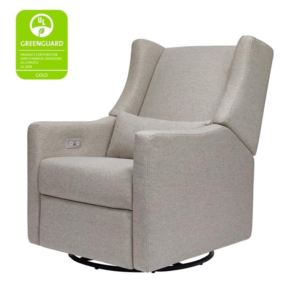 Babyletto Kiwi Electronic Power Recliner and Swivel Glider with USB Port in Performance Grey Eco-Weave, Water Repellent & Stain Resistant, Greenguard Gold and CertiPUR-US Certified babyletto