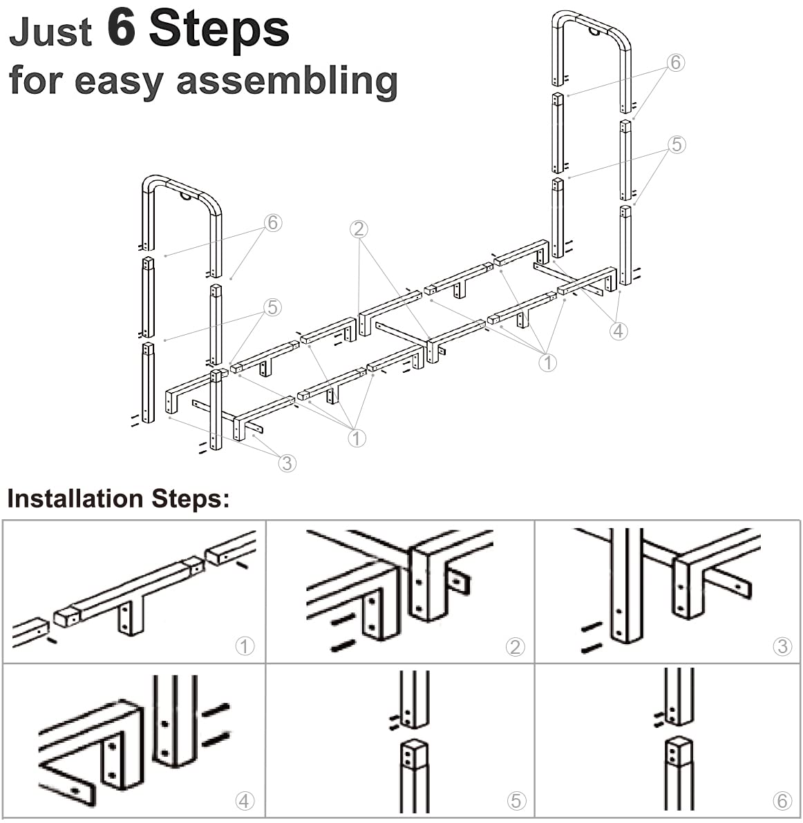 Artibear Firewood Rack Outdoor 8ft Heavy Duty Logs Holder for Indoor Fireplace Metal Wood Pile Storage Stacker Organizer, Matte Black Artibear