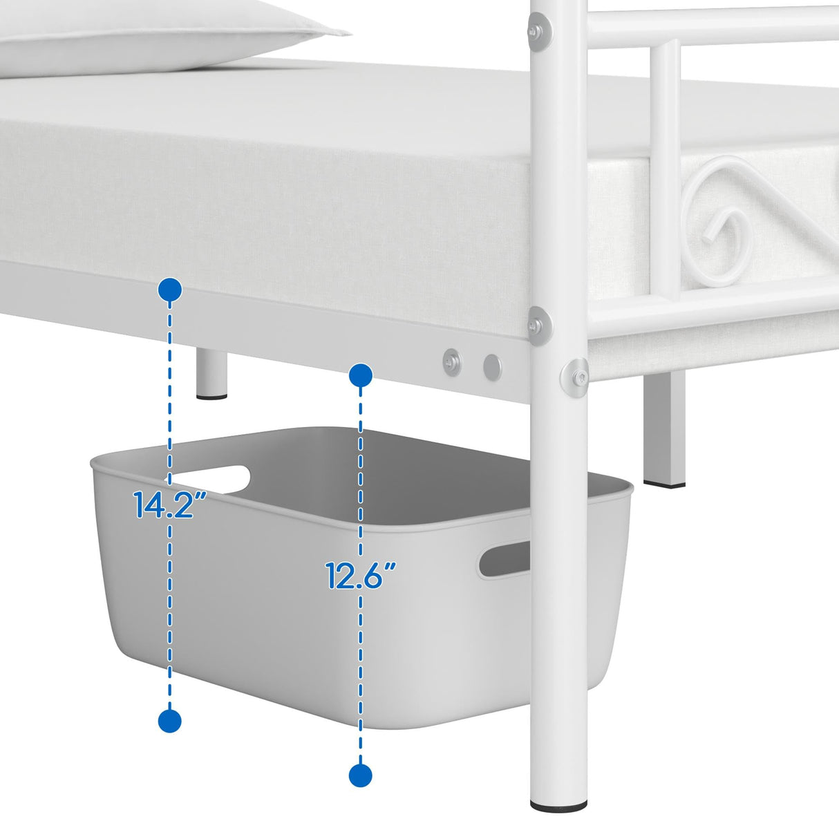 Yaheetech Twin Bed Frames Metal Platform Bed with Headboard and Footboard No Box Spring Needed Easy Assembly,Under-Bed Space: 12.6''/White/Twin Bed Yaheetech