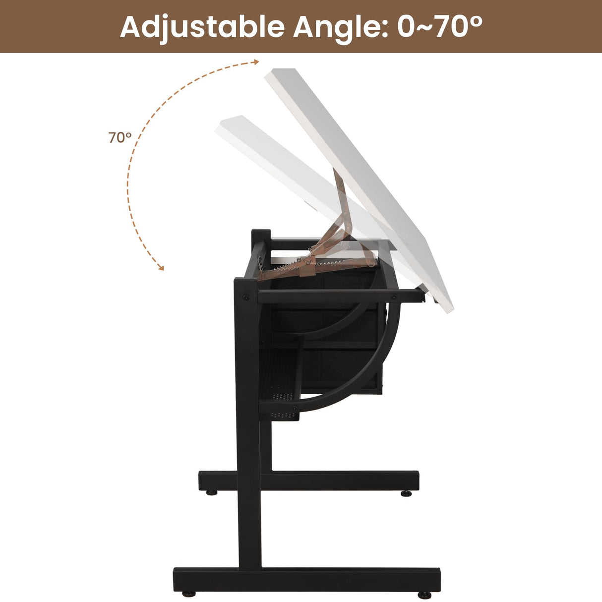Drafting Table with Storage for Adults/Artists, Drawing Art Desk with 3 Drawers and Stool,Tabletop Adjustable Art Table Workstation for Studio Home Office School,Black KrenzhHome