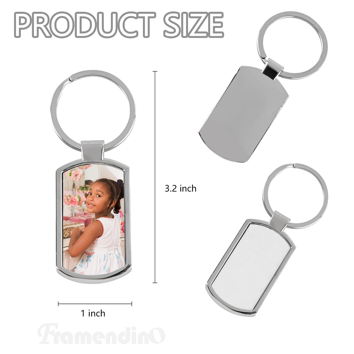 Framendino, 10 Pack Sublimation Keychain Blanks Rectangle Heat Transfer Press Key Chains with Key Rings for DIY Photos Crafts Framendino