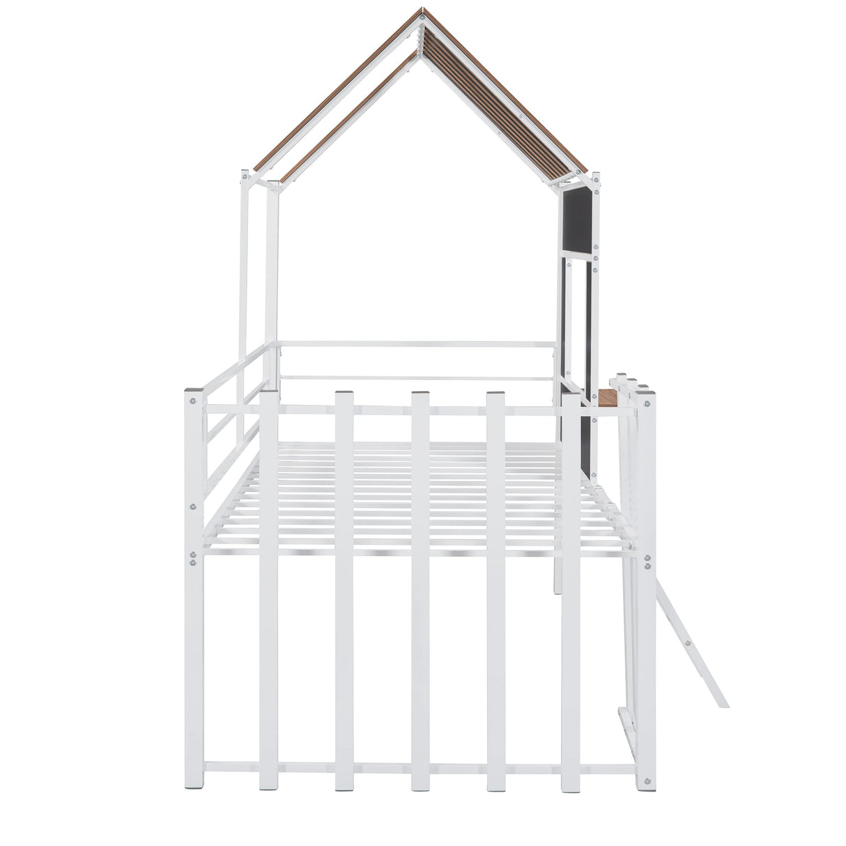 Harper & Bright Designs Kids House Beds Low Loft Bed Frame with Roof, Window, Guardrail and Ladder, Metal Twin Size Loft Bed for Kids Teens Girls Boys (Twin, White) Harper & Bright Designs