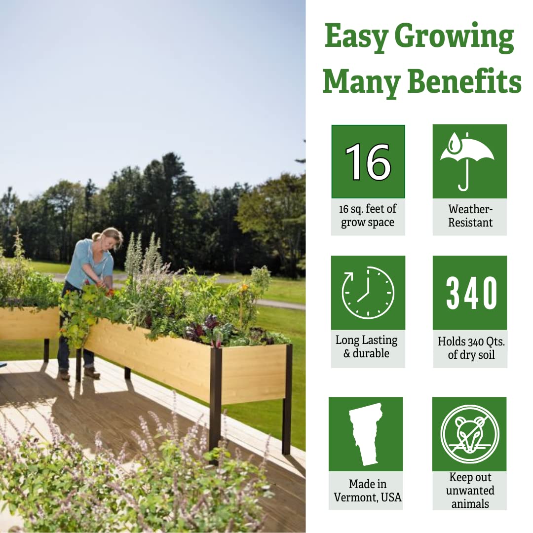 Gardener's Supply Company Raised Garden Bed Elevated Cedar Planter Box | 2' x 8' Heavy Duty Standing Planter for Outdoor Plant Vegetables Flowers Perfect for Patio, Lawn & Backyard Gardener's Supply Company