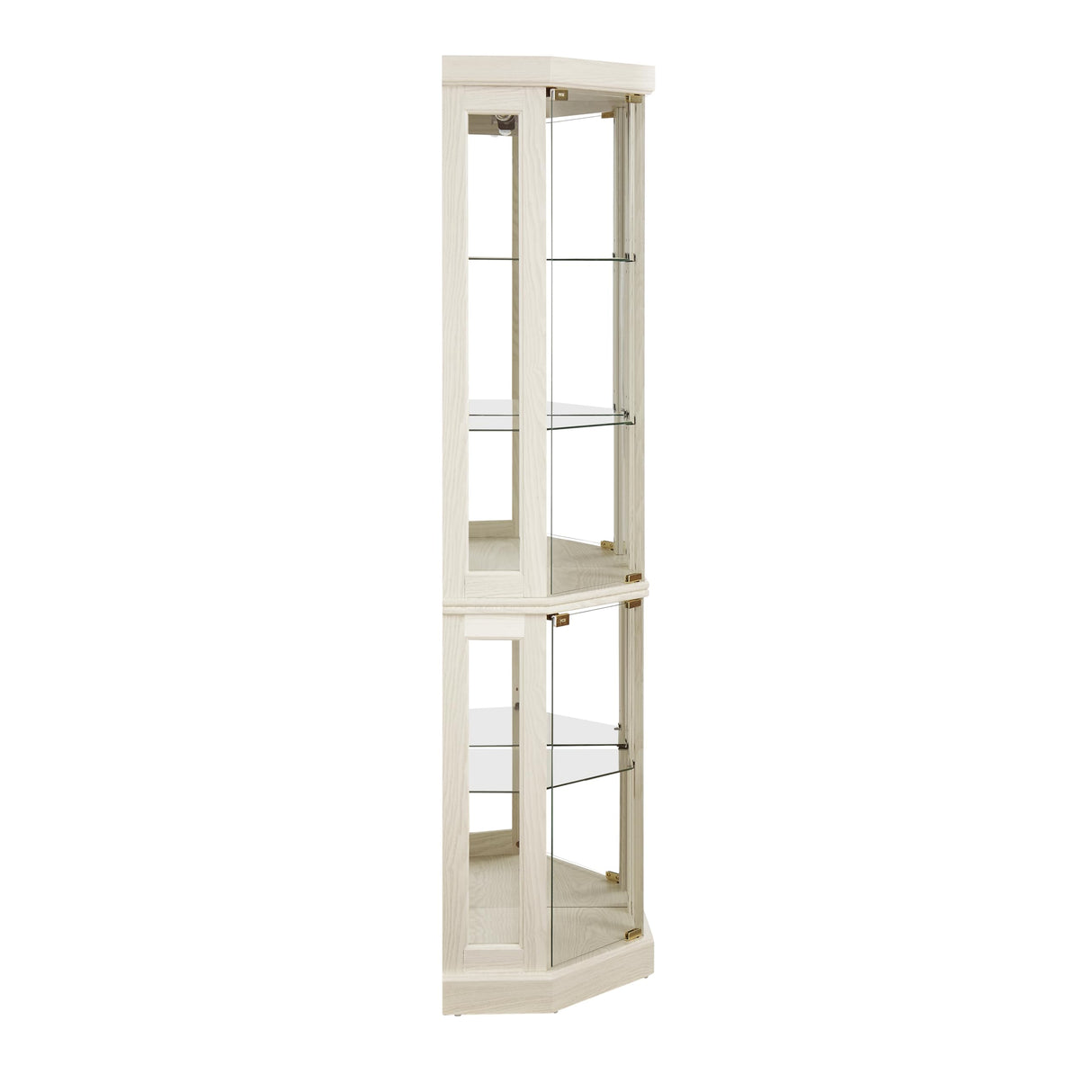 Corner Glass Cabinet – Lighted Curio Display Case with Adjustable Shelves, Mirrored Back & LED Light, Corner Storage Cabinet for Living Room, Antique Collection, Wine or Bar Glassware (Antique White) Chilassic