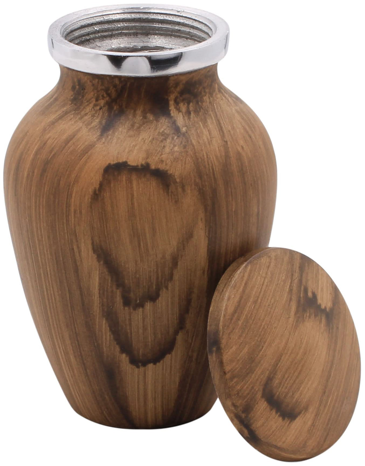 Personalized Oak Wood Finish Keepsake Cremation Urn for Ashes - Aluminum Urn with Painted Oak Wood Finish - 3 Cubic Inch Capacity [2.5 tablespoons of Mainely Urns