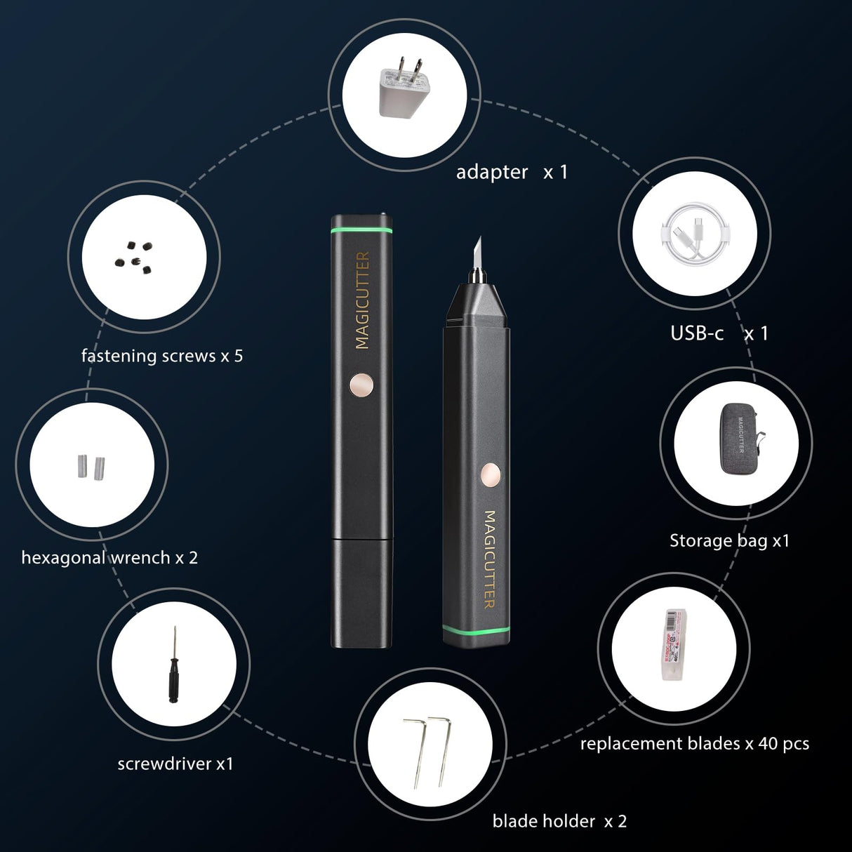 40 kHz Ultrasonic Cutter,Multifunctional Hand-held Craft Cutting Tool Cutter With 40pcs Replacement blades,Charger Included Generic