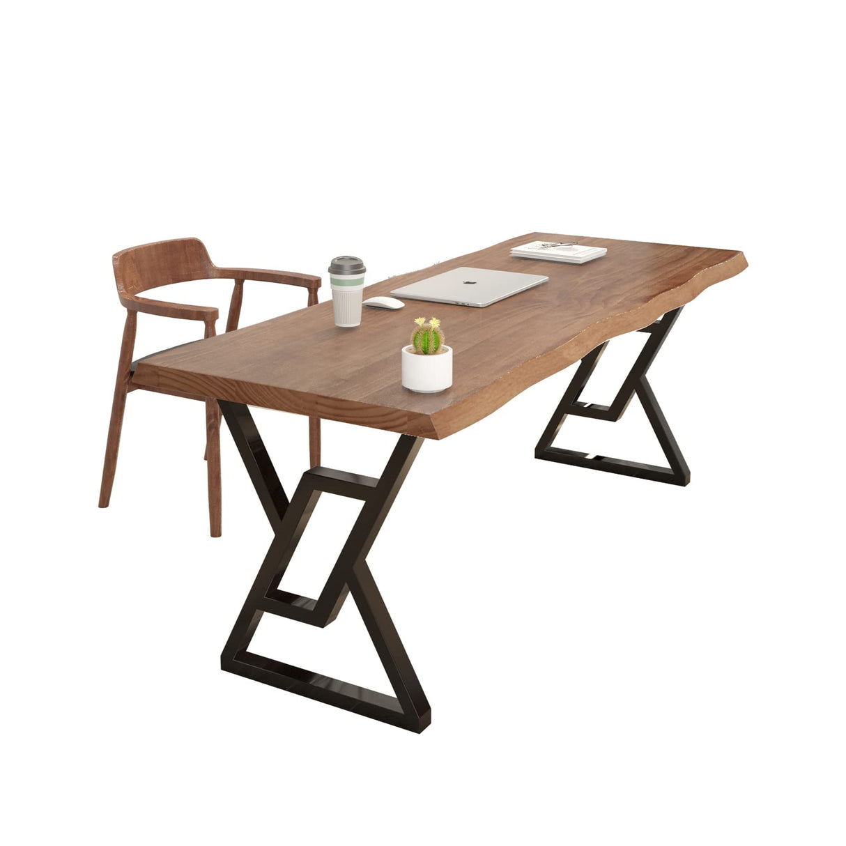 Sihtengxxhongs Rustic Brown 55-inch Solid Wood Computer Desk - Modern Gaming Workbench for Home Office, Modern Simple Design, Ideal for Study, Writing, Dining Sihtengxxhongs