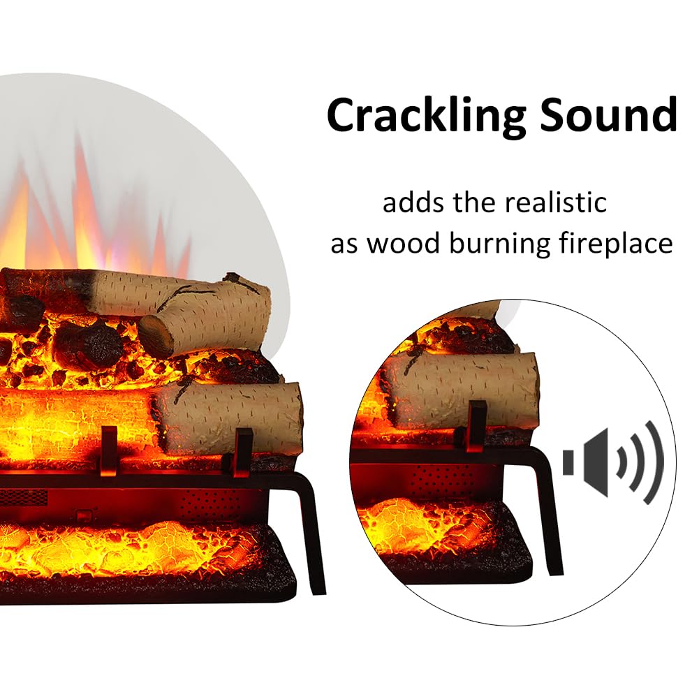 LegendFlame 23" W Free Standing Electric Fireplace White Birch Log Set (EF290A-WB), Fireplace Insert, Heater 750W/1500W, Crackling Sound, Remote Control Legend Flame