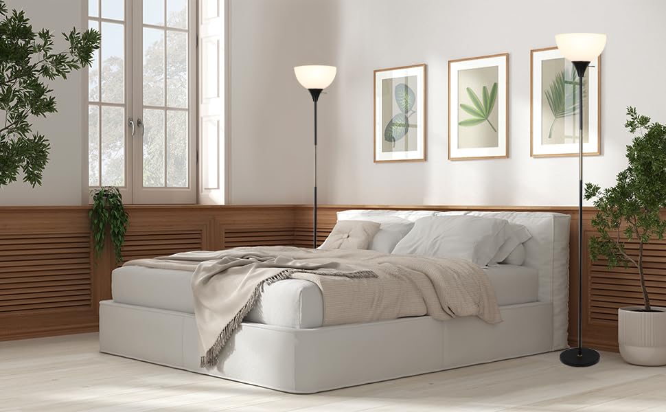 Floor Lamp, Dimmable Standing Lamp, 3 Levels Brightness Led Floor Lamp Rotary Switch Floor Lamps Modern Industrial Lamp with Shade, Tall Lamps for Living Room Bedroom Office Dining Room (Black) LALISU