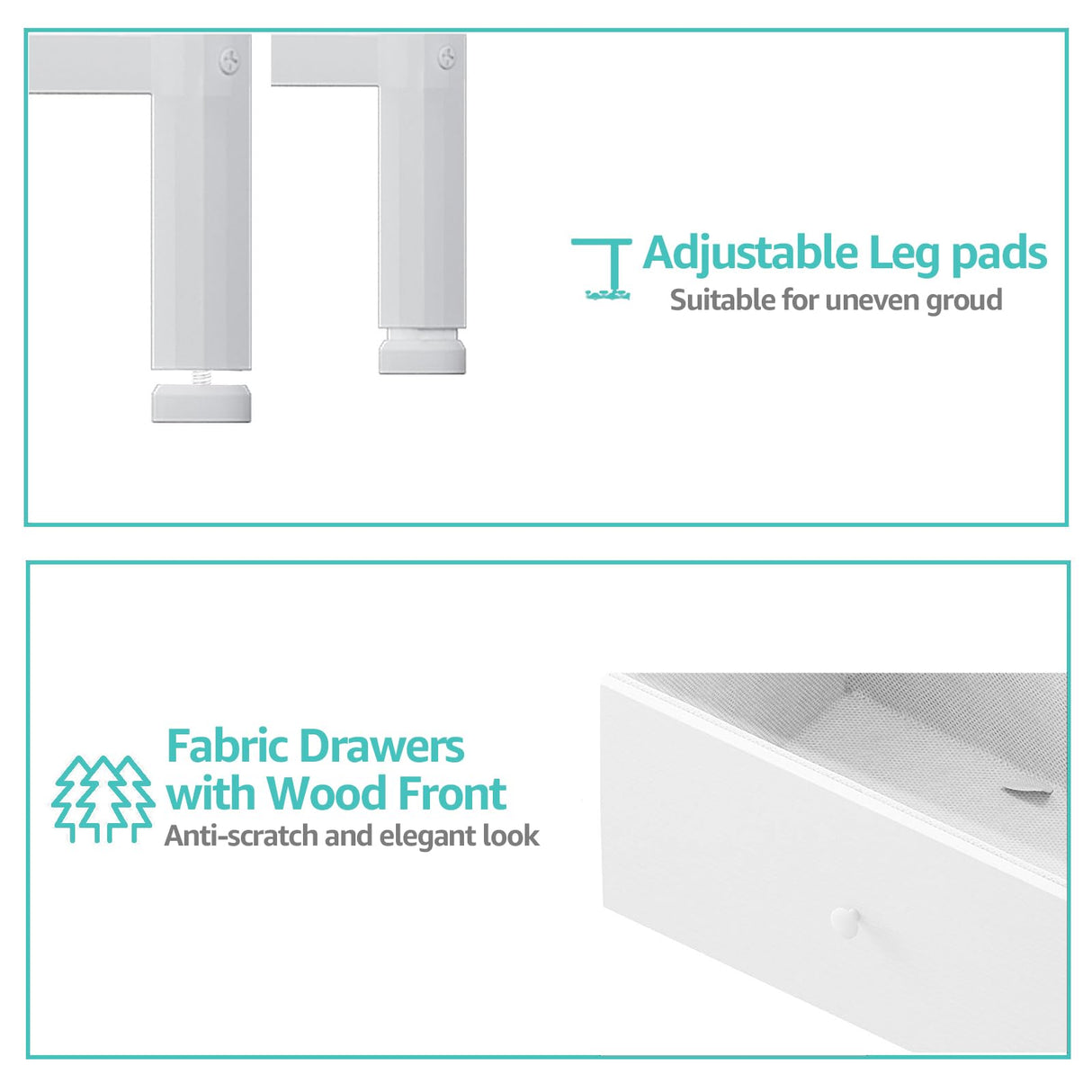 KAI-ROAD White Nightstands Set of 2, Small Night Stand Set 2 with Drawer and Shelf Storage for Bedroom, Dorm, Modern KAI-ROAD