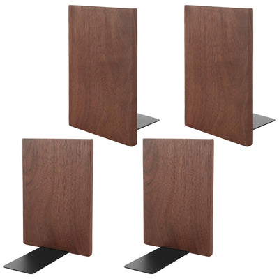 LOYORTY 2 Pair Walnut Book Ends, Large Bookends for Shelves, Wood Bookends for Heavy Books, Decorative Book Shelf