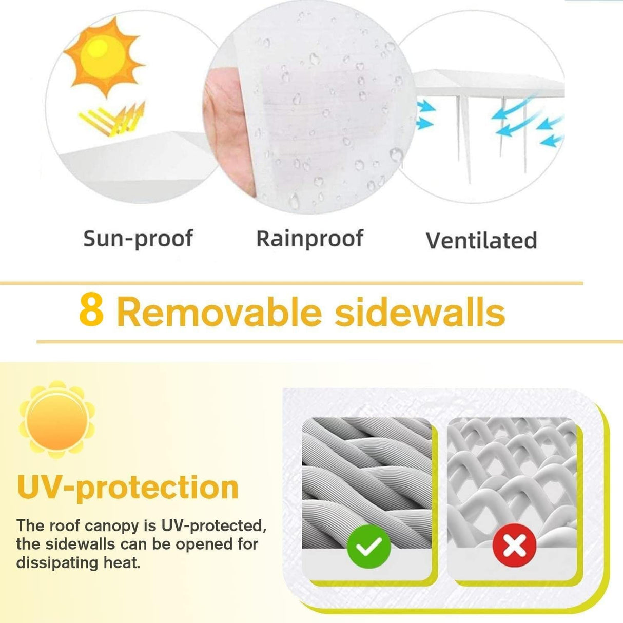 Veryke 10' x 30' Party / Wedding Tent with 8 Removable Sidewalls, White Patio Canopy Tent, Outdoor Patio Gazebo with Spiral Tubes, Waterproof (10' x 30' / 8 Sidewalls) VERYKE