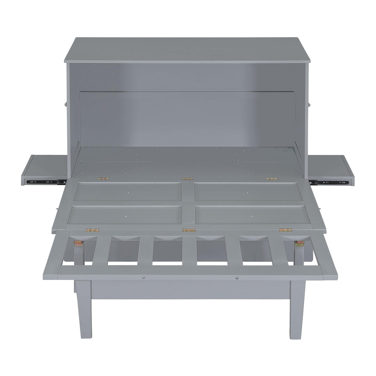 Ball & Cast Murphy Bed Full Szie,Cabinet Hideaway with USB Port and Removable Shelves,Wall Bed W/ 2 Movable Desks,can be Folded,Platform Bedframe for Kids Bedroom,Student Dorms,Gray Ball & Cast