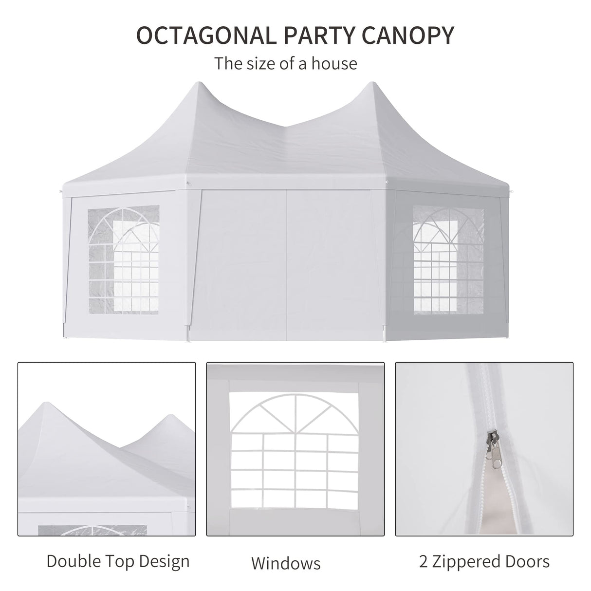 Outsunny 22 x 16 ft Party Tent, Wedding Tent with Sidewalls, Heavy Duty Event Tent with 2 Doors and 6 Windows, Outdoor Gazebo Tent for Party, White Outsunny