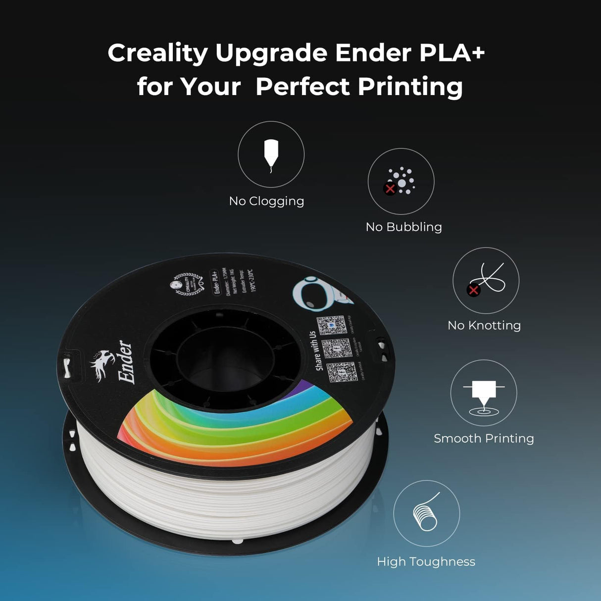 Creality PLA Filament 1.75mm, Upgrade PLA+ Filament Strong Toughness No-Tangling Vacuum Packaging 3D Printing Filament Fit Most FDM 3D Printers, 1kg Spool, Accuracy +/- 0.02mm, Multi-Color Creality