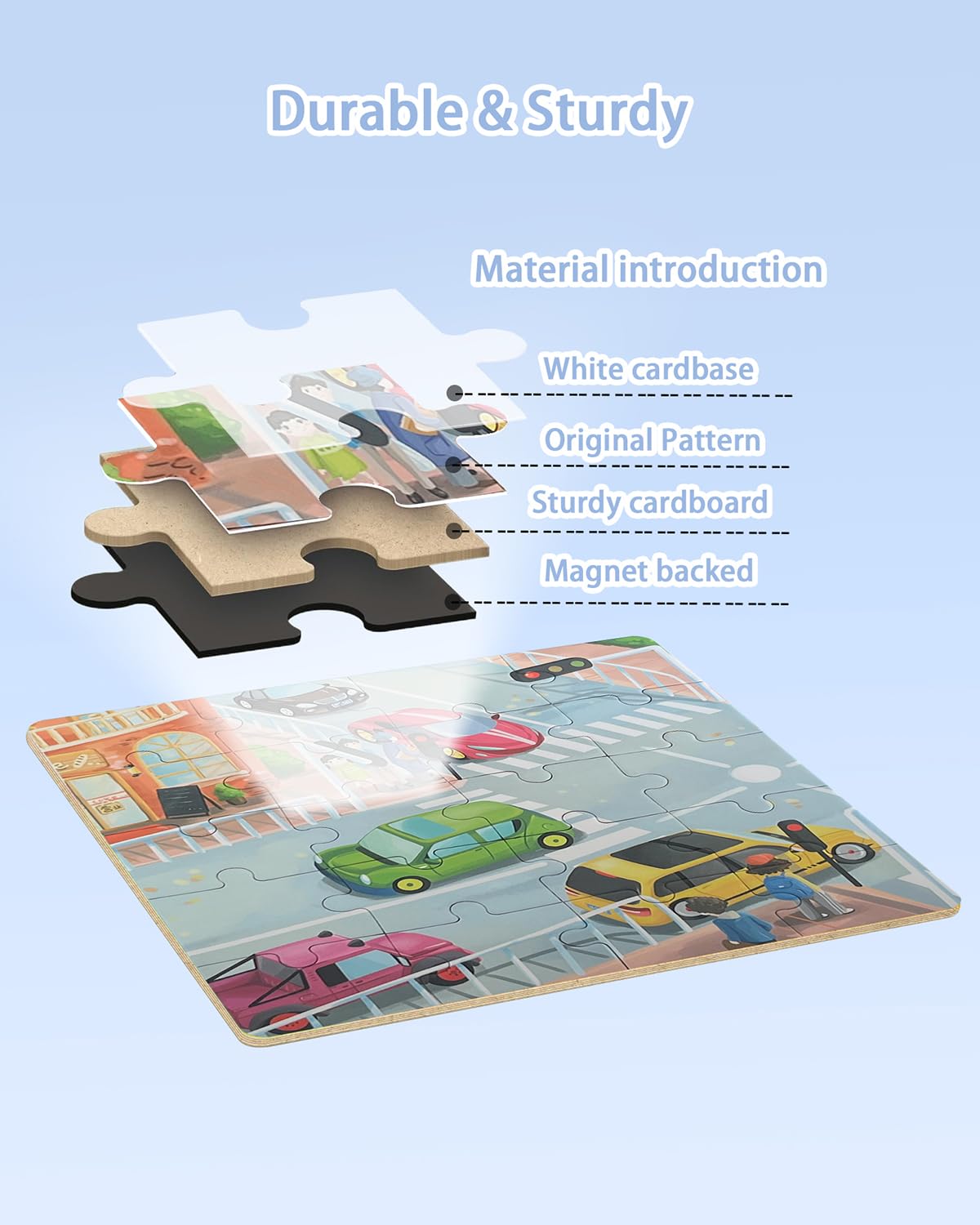 Magnetic Puzzles for Kids Ages 4-8, 3 in 1 Magnet Jigsaw Puzzle Book, Kids Travel Puzzles Car Road Trip Activities Toys, Learning Magnet for Road Trip (Transportation) Unistylar