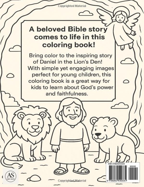 Daniel in the Lion’s Den Coloring Book: 25 Fun Bible Story Scenes for Kids to Color and Learn About Faith, Courage, and God’s Protection Majosta