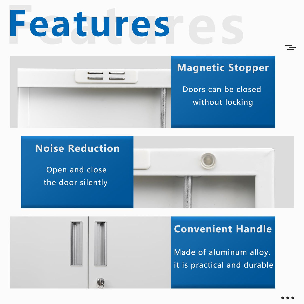 BESFUR Metal Storage Cabinets with Locking Doors and Adjustable Shelves, Steel Storage Cabinet for Garage, Office, Classroom - White BESFUR