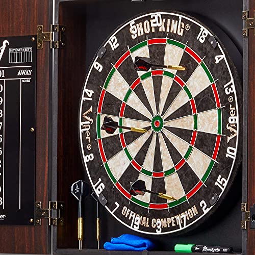 Viper by GLD Products Vault Deluxe Dartboard Cabinet with Shot King Sisal Dartboard and Illumiscore Scoreboard, Wood Viper