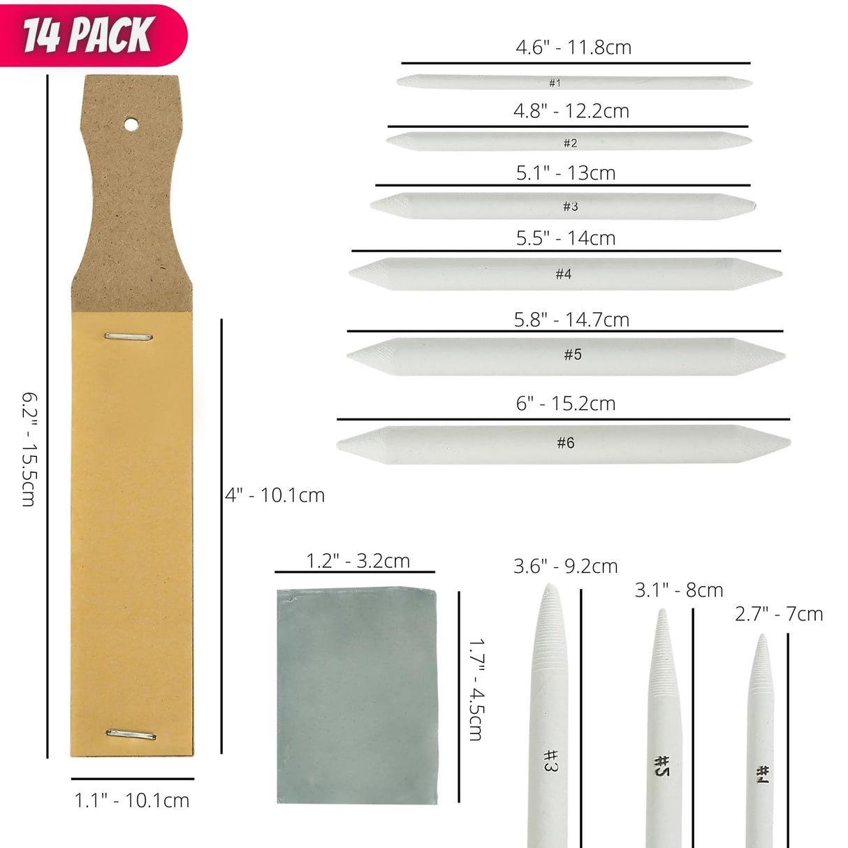 Mr. Pen - 14 Pack of Blending Stumps, Art Eraser, Blending Sticks for Drawing, Shading Pencils for Sketching Mr. Pen