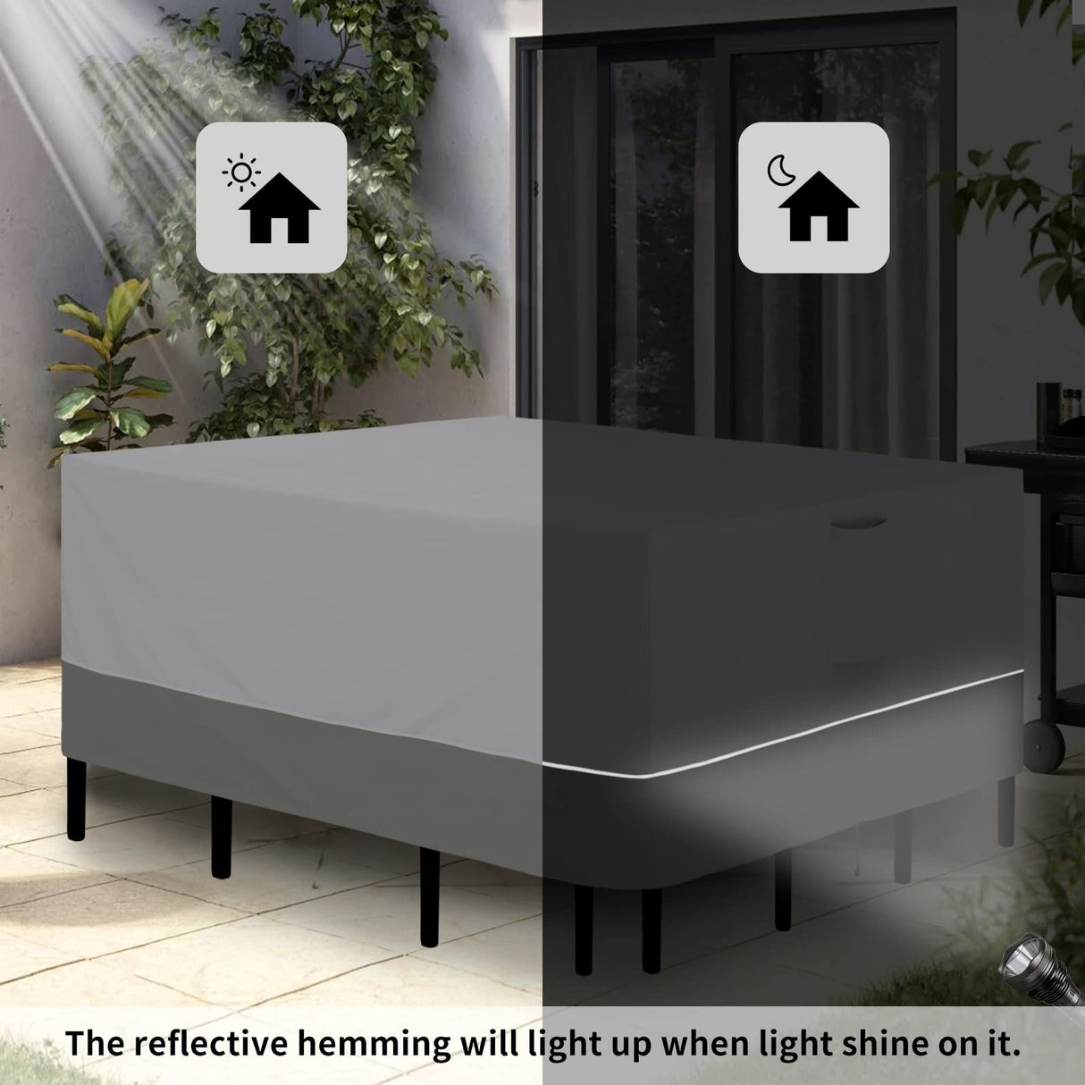 Easy-Going Patio Furniture Cover 96"x96" Square Outdoor Table and Chair Set Covers Waterproof UV Resistant Outdoor Sectional Sofa Set Covers, Gray/Dark Gray Easy-Going